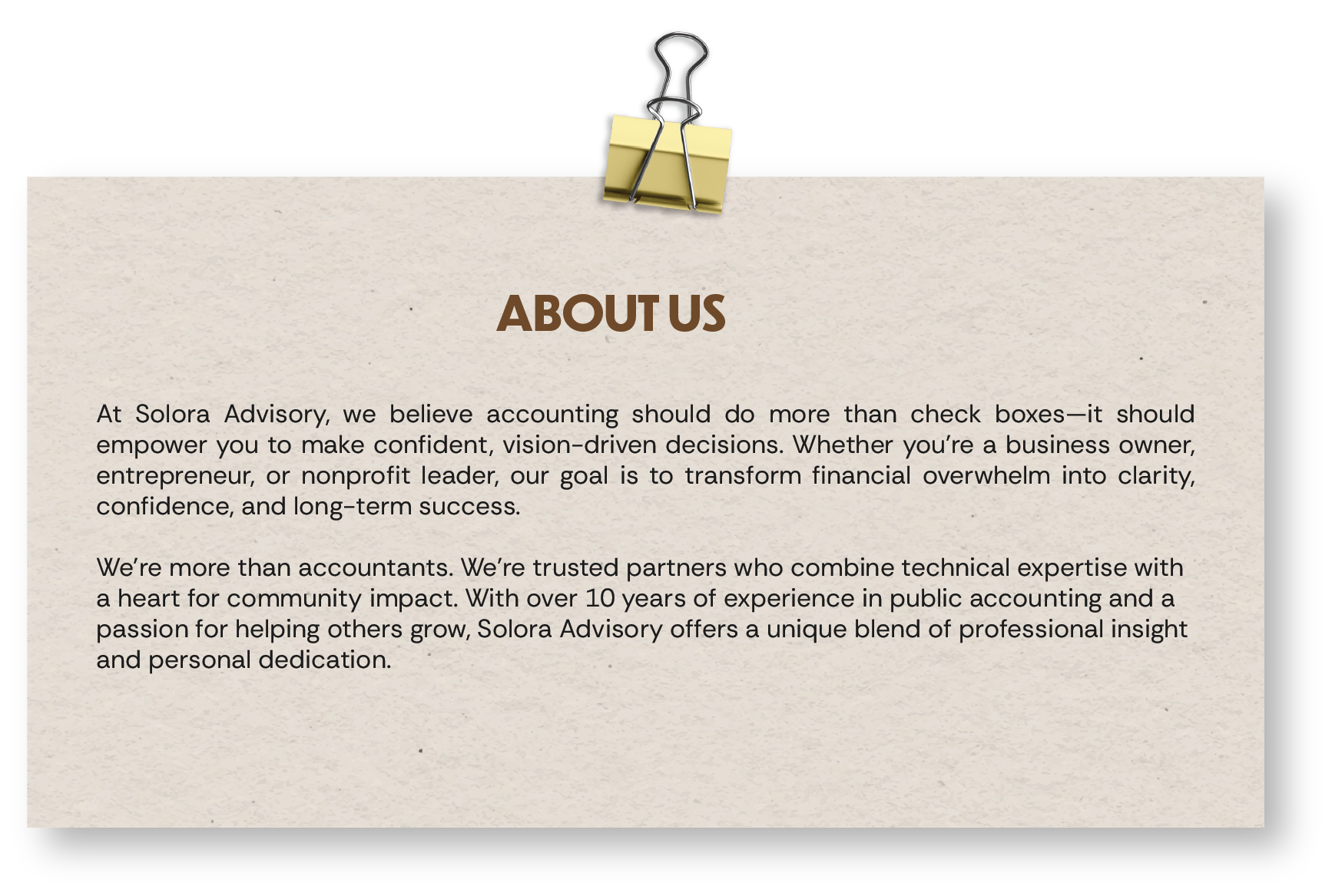 About Us - Solora Advisory