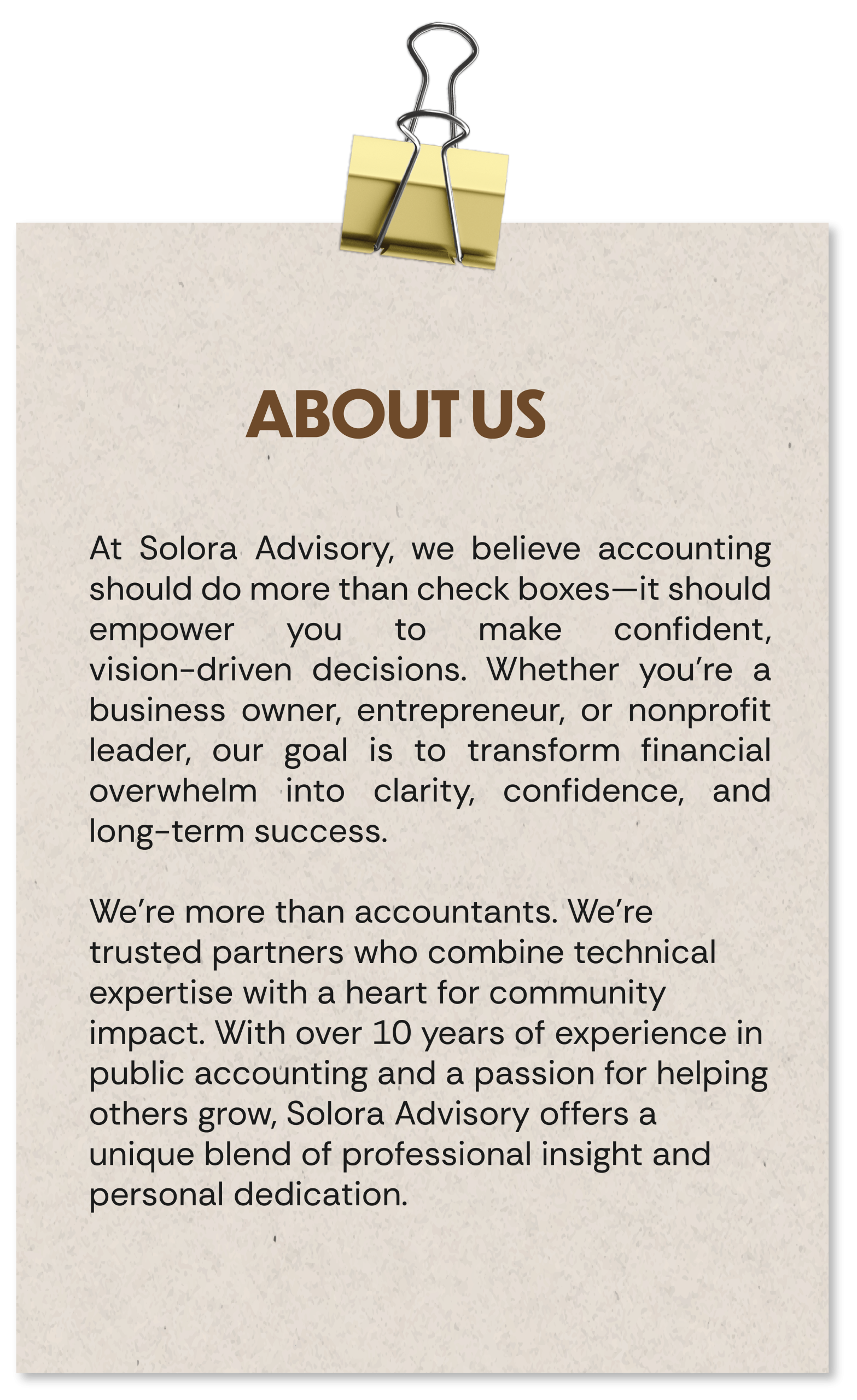 About Us - Solora Advisory